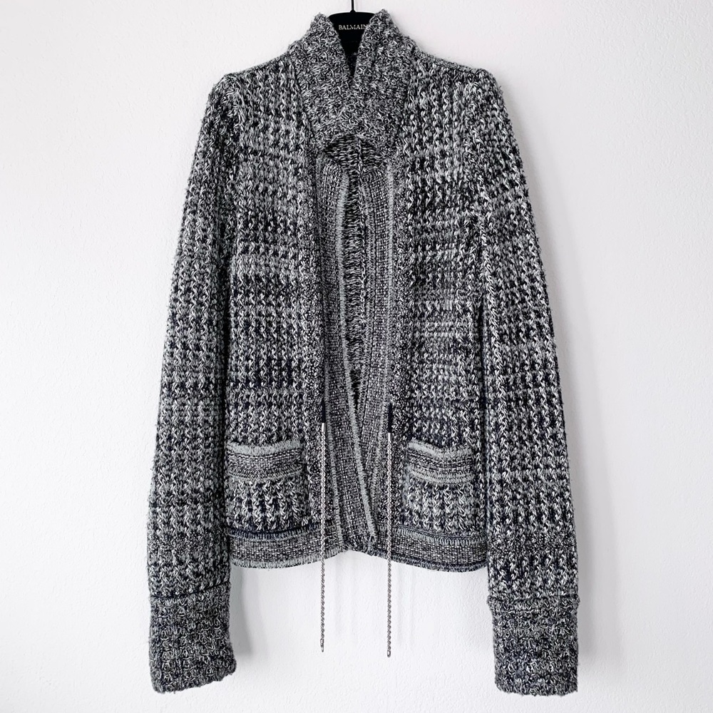 Chanel oversized crystal cashmere silk wool long cardigan cc logo